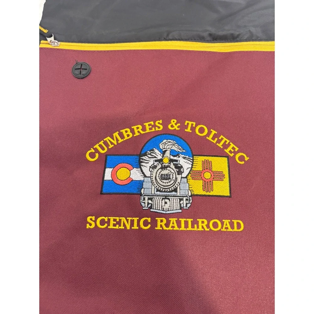 Cumbres & Toltec Scenic Railroad‎ Drawstring Backpack Bag Burgundy Black Train